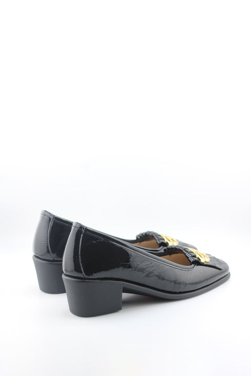 DFC Relax Tasseled Patent Leather Block Heel Loafer